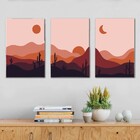 Kit Quadros Decorativos Paisagem Minimalista Montanhas