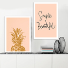 Kit Quadros Decorativos Rose Abacaxi Frases