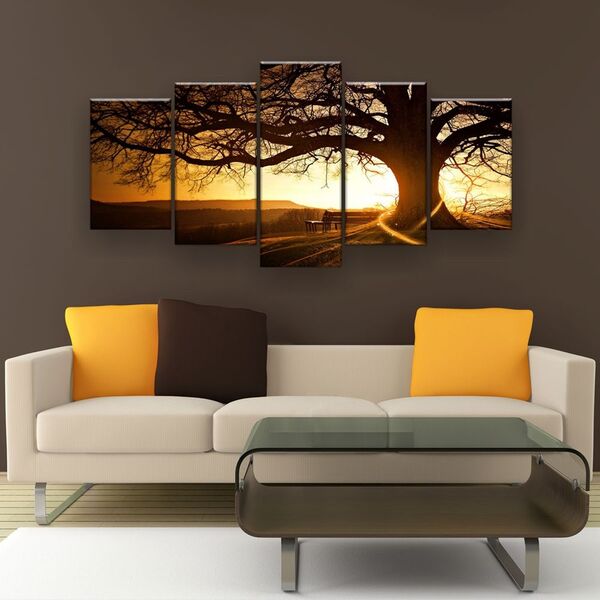 Kit Quadros Decorativos Sala Quarto Arvore Centenaria 5 Peças