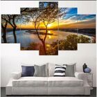Kit Quadros Decorativos Sala Quarto Arvore Por Do Sol 5 Peças