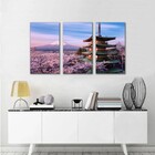 Kit Quadros Decorativos Templo Japão Com Sakuras