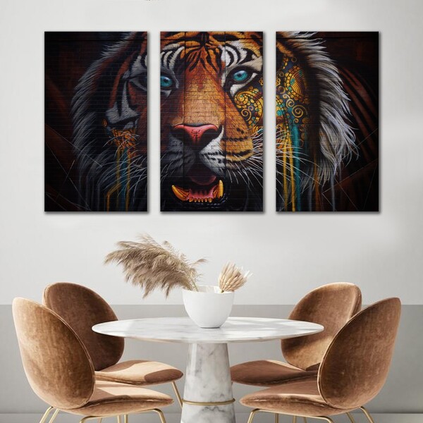 Kit Quadros Decorativos Tigre Urbano