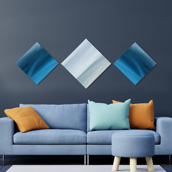 Kit Quadros Decorativos Tons De Azul