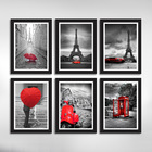 Kit Quadros Descortivos Cidade Preta E Vermelha