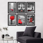 Kit Quadros Descortivos Cidade Preta E Vermelha