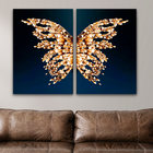 Kit Quadros Dupla Asa De Borboleta