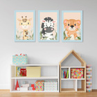 Kit Quadros Infantil Safari Aquarela 20x30 Com Vidro - Moldur