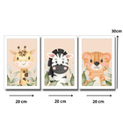 Kit Quadros Infantil Safari Aquarela 20x30 Com Vidro - Moldur