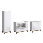 Kit Quarto C/ Berço Cômoda E Guarda Roupa Infantil Branco