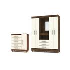 Kit Quarto C/guarda Roupa, Multiuso Cômoda Imbuia Champanhe