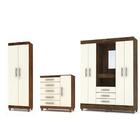 Kit Quarto C/guarda Roupa, Multiuso Cômoda Imbuia Champanhe