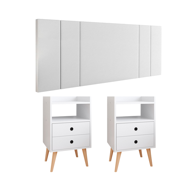 Kit Quarto Cabeceira Estofada Cama Box Casal Queen 1,60 Luana