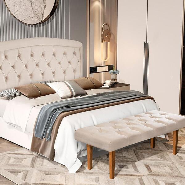 Kit Quarto Cabeceira Estofada Milão 140cm E Recamier Paris