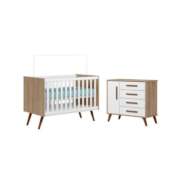 Kit Quarto De Bebe Berço E Sapateira Nanquim Carvalho Rustico