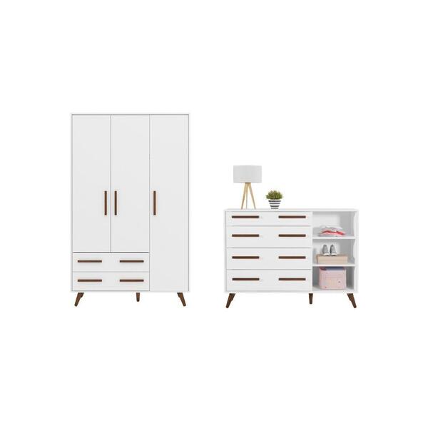 Kit Quarto De Bebe Guarda Roupa E Sapateira Viena Branco