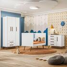 Kit Quarto De Bebe Retro Genova Branco Com Colchao
