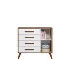 Kit Quarto De Bebe Retro Genova Carvalho Rustico Branco Com C