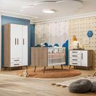 Kit Quarto De Bebe Retro Genova Carvalho Rustico Branco Com C
