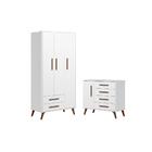 Kit Quarto De Bebe Retro Guarda Roupa E Sapateira Dallas Bran