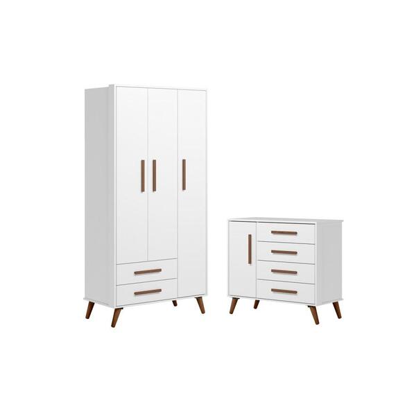 Kit Quarto De Bebe Retro Guarda Roupa E Sapateira Dallas Bran