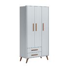 Kit Quarto De Bebe Retro Guarda Roupa E Sapateira Dallas Cinza