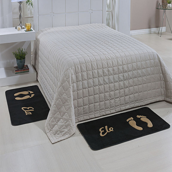 Kit Quarto Guga Tapetes 2 Pçs  Base Antiderrapante Pegada Pre