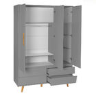 Kit Quarto Infantil Retrô Cinza - Berço + Guarda-roupa + Cômo