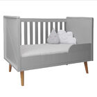 Kit Quarto Infantil Retrô Cinza - Berço + Guarda-roupa + Cômo