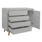 Kit Quarto Infantil Retrô Cinza - Berço + Guarda-roupa + Cômo