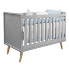 Kit Quarto Infantil Retrô Cinza - Berço + Guarda-roupa + Cômo