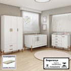 Kit Quarto Iris Berço Cama Com Colchão Comoda E Guarda Roupa