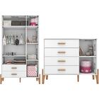 Kit Quarto Iris Berço Cama Com Colchão Comoda E Guarda Roupa