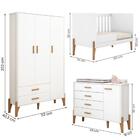 Kit Quarto Iris Berço Cama Com Colchão Comoda E Guarda Roupa