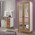 Kit Quarto Penteadeira Camarim Com Espelho Led Tomada Armário