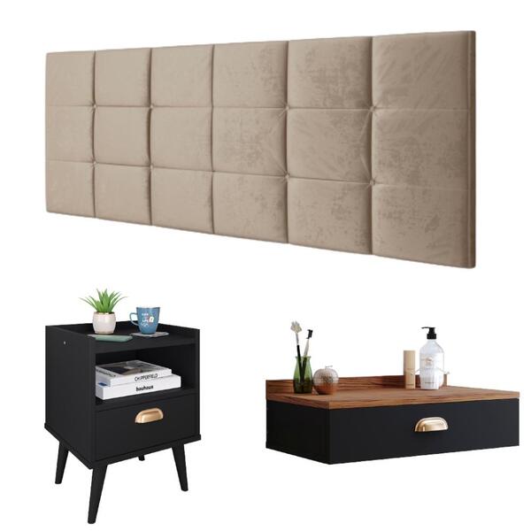 Kit Quarto Penteadeira Suspensa Gloss Mesinha Lateral Estilo