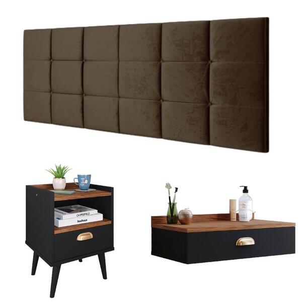 Kit Quarto Penteadeira Suspensa Gloss Mesinha Lateral Estilo