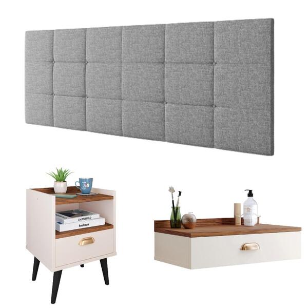 Kit Quarto Penteadeira Suspensa Gloss Mesinha Lateral Estilo