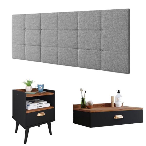 Kit Quarto Penteadeira Suspensa Gloss Mesinha Lateral Estilo