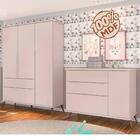 Kit Quarto Retrô Guarda Roupa E Cômoda C/porta Rosê 100% Mdf