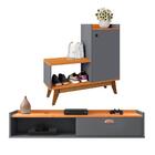 Kit Quarto Sapateira Shoes Banquinho Pés Madeira Rack Suspens