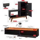 Kit Quarto Sapateira Shoes Preto Banquinho Pés Madeira Rack S