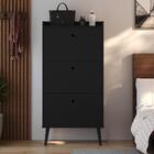 Kit Quarto Sapateira Vertical 3 Gavetas Basculantes Preto E M
