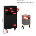 Kit Quarto Sapateira Vertical 3 Gavetas Basculantes Preto E M