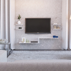 Kit Rack Suspenso Tv Para Sala Quarto Video Game 4 Nichos