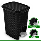 Kit Rattan Organizador Banheiro 4 Itens - Preto