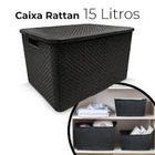Kit Rattan Organizador Banheiro 4 Itens - Preto