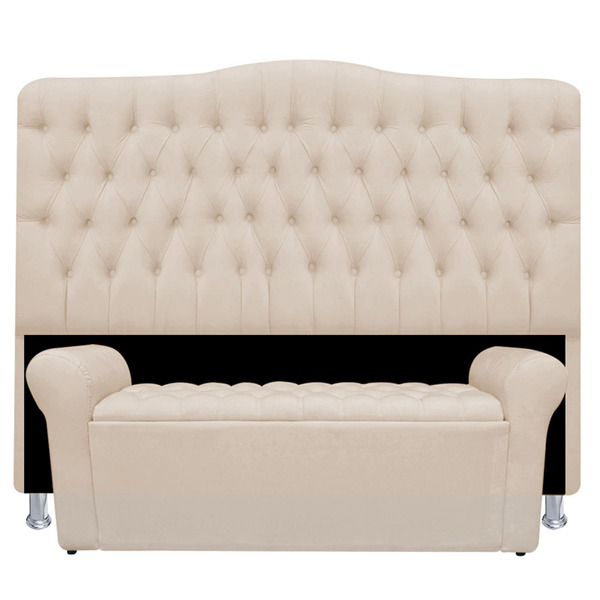 Kit Recamier Divã Baú Decorativa Esteffany 1 60  + Cabeceira