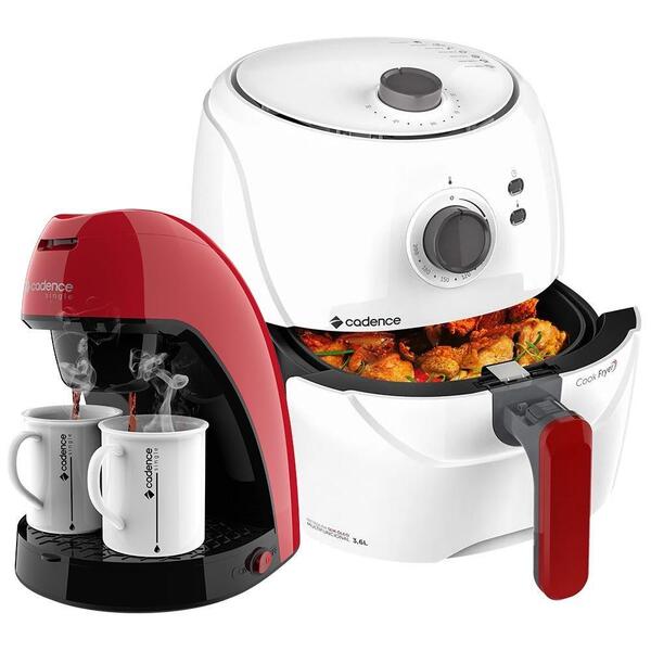 Kit Red White Fritadeira E Cafeteira Single Cadence 220v