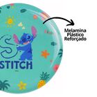 Kit Refeição Infantil Melamina Stitch Disney 3 Peças Prato, T