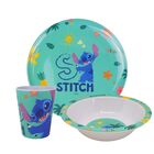 Kit Refeição Infantil Melamina Stitch Disney 3 Peças Prato, T